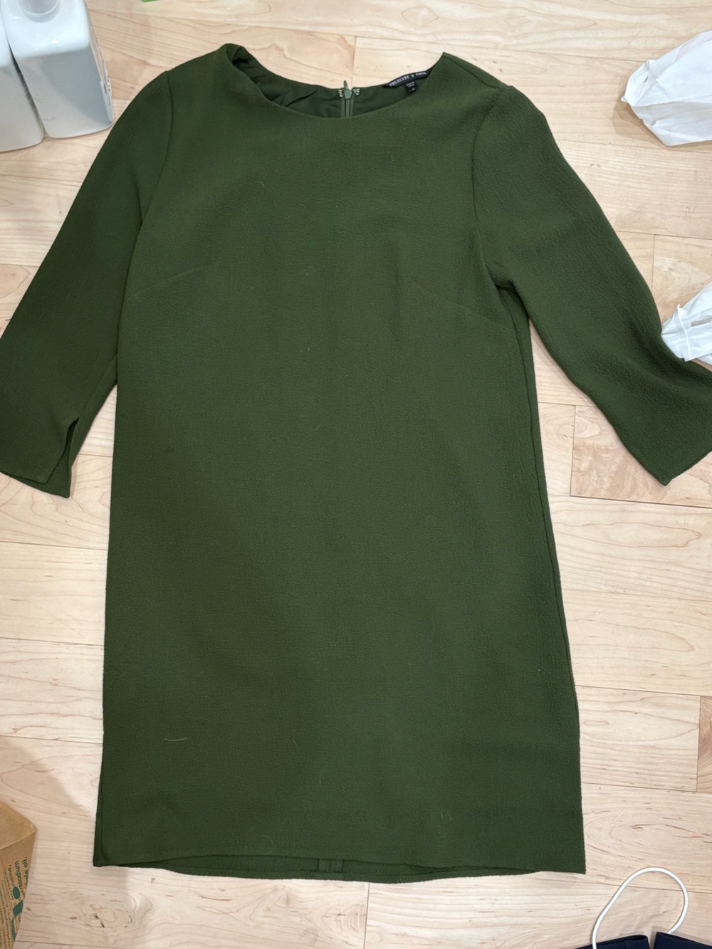 Felicity & Coco Olive Green Crewneck Knit Sweater Dress